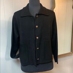 Women's Black Sweater Jacket/cardigan with Gold Buttons